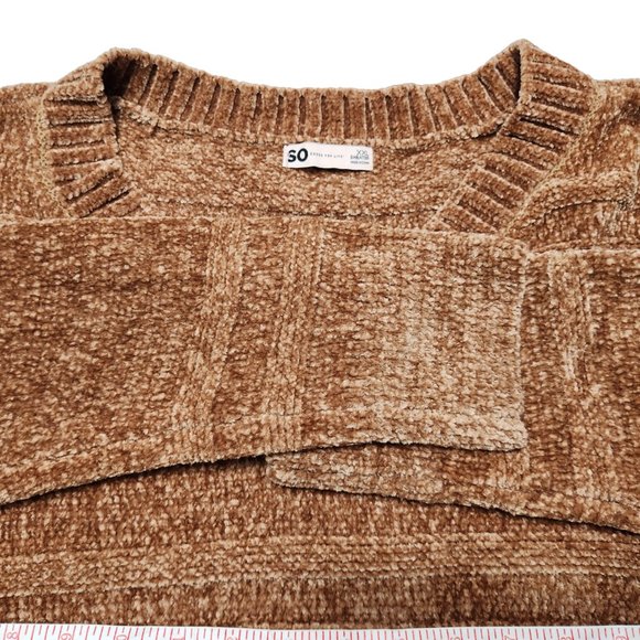 NEW SO V-Neck Cropped Gold Chenille Dropped Shoulder Sweater Size XXL - Picture 4 of 14